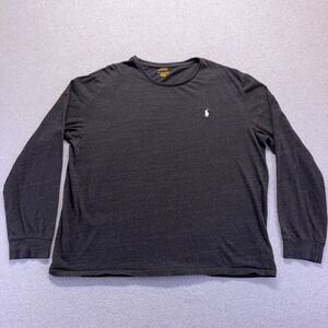 Polo Ralph Lauren T Shirt Mens 2XL Black Heather Pullover Long Sleeve Crew Neck
